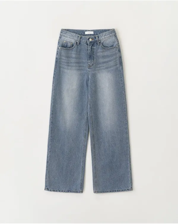 LW246 Back line point wide denim pants