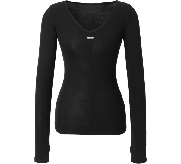 Sheer V-neck Top (black)