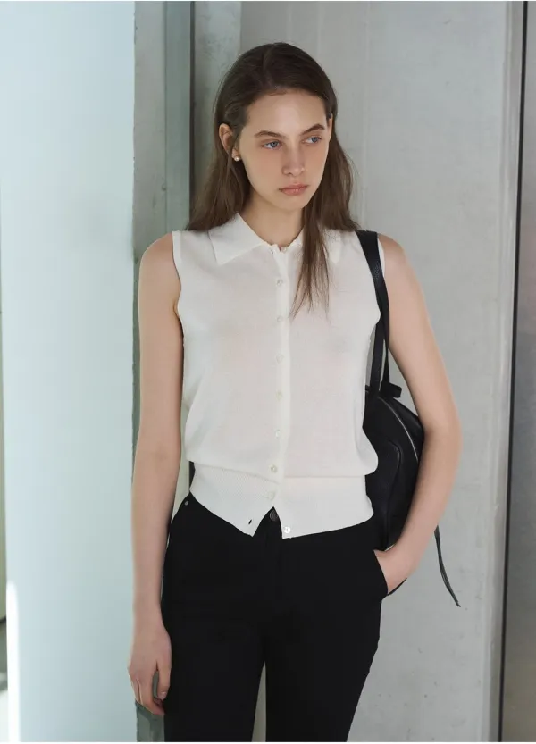 Elin Sleeveless Knit Top, IVORY
