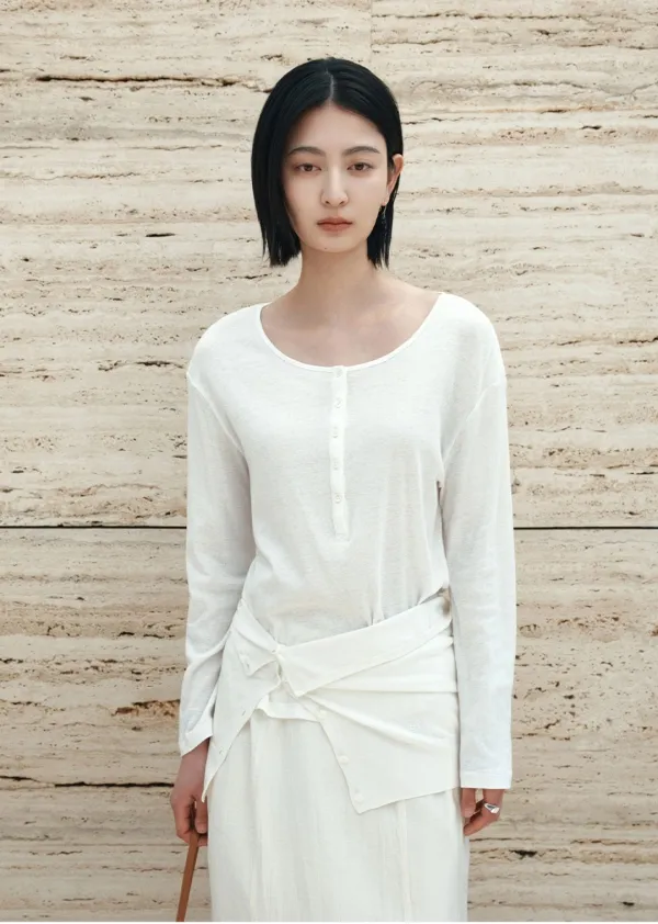 SITP5283 시스루 헨리넥 티셔츠_Black
