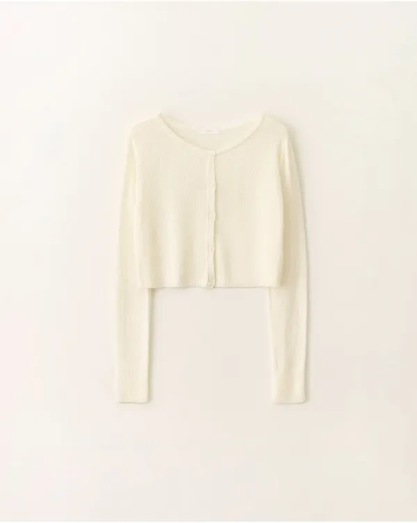Easy boatneck knit cardigan_Ivory