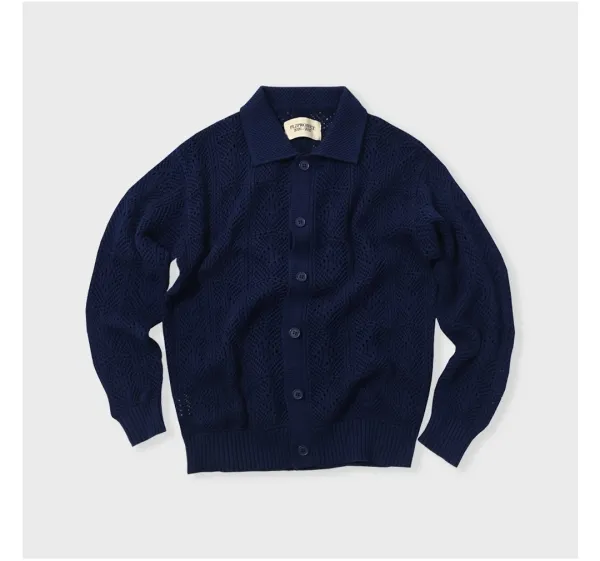 [PLZPROJECT]CROCHET CARDIGAN, NAVY