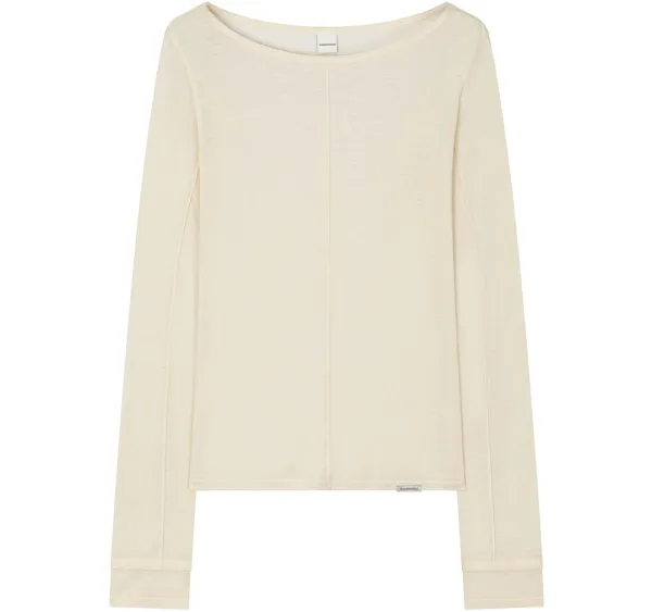 Essential Pintuck Long-Sleeve T-Shirts [ Beige ]