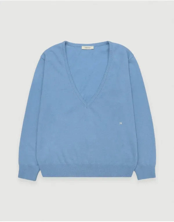 [3rd] Serena deep v-neck knit - blue