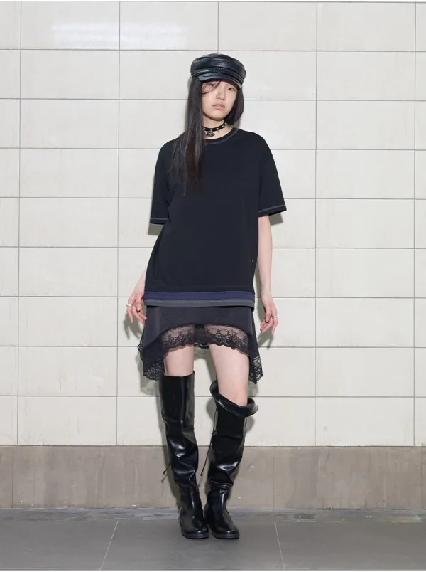 레이스업 슬립 원피스 블랙 AW6MO47110