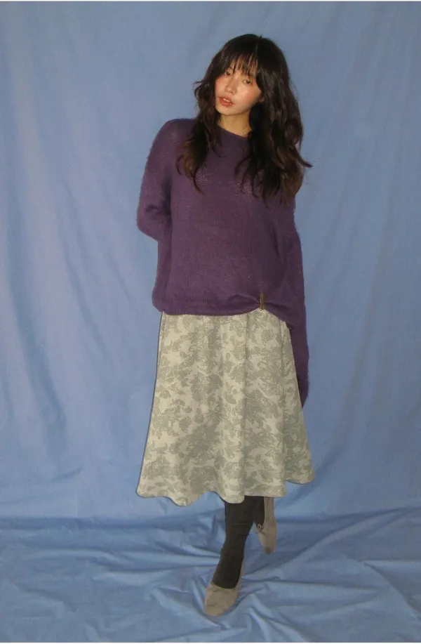 [11/2 순차배송] CUT OFF BELL SLEEVE KNIT PURPLE