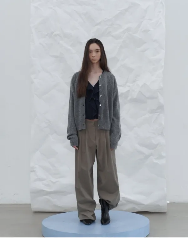 Module classic cotton pants - grey khaki