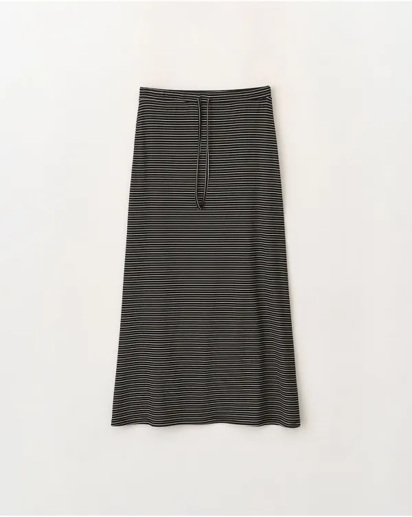 Stripe Maxi Long Skirt_Black
