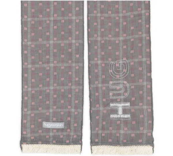 HUG needlework cotton scarf (Pink Gray)