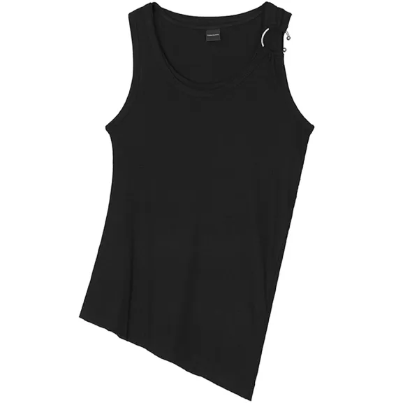 Double Layered Ring Sleeveless Top [ Black ]
