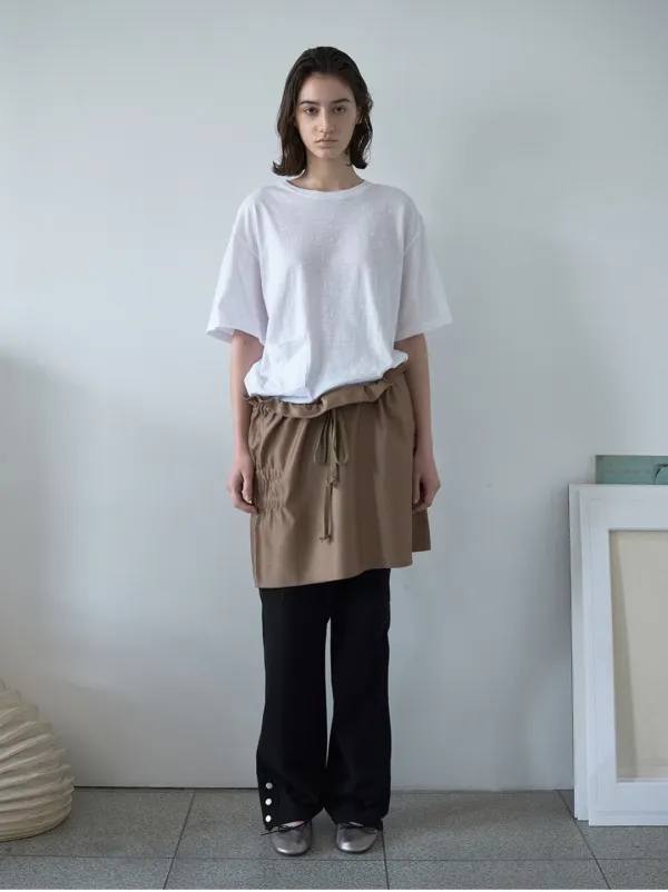 Cut Off Shirring Two Way Skirt [Beige]