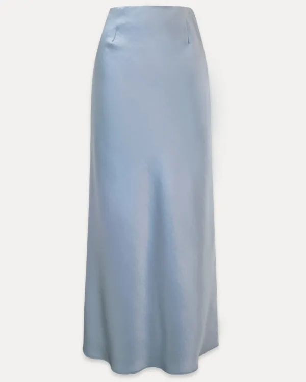 CHIXLABEL H  26SS 달리아 아세테이트 롱 스커트 - Soft Blue