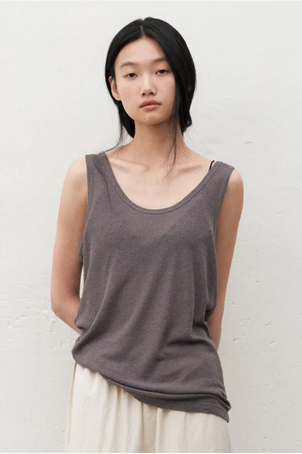 UNDER LINEN SLEEVELESS_CHARCOAL