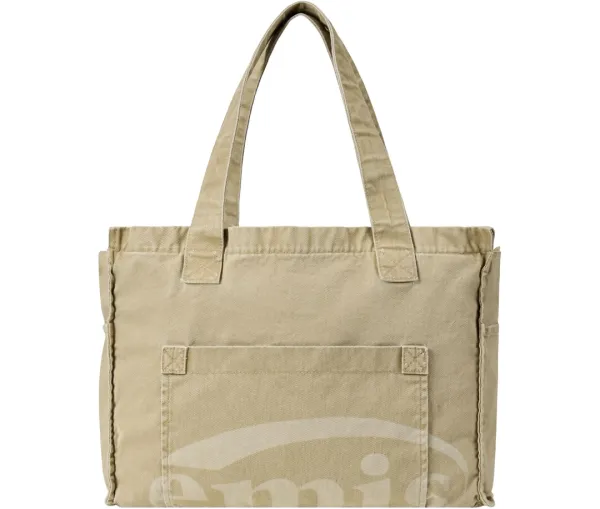 WASHED COTTON SHOULDER BAG-BEIGE