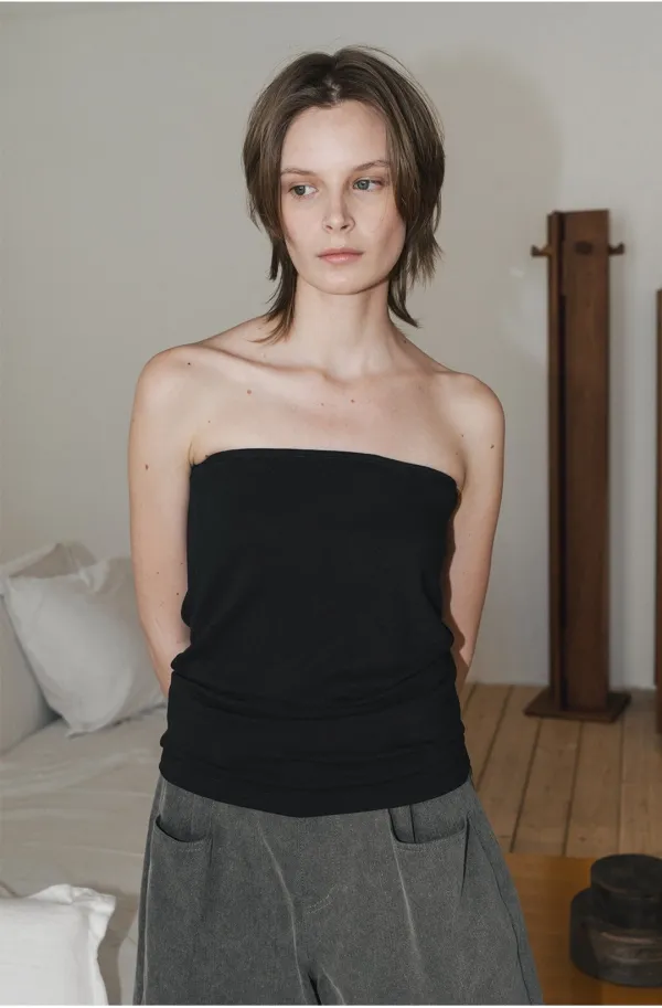 [26 Summer] Banding cotton Top - Black