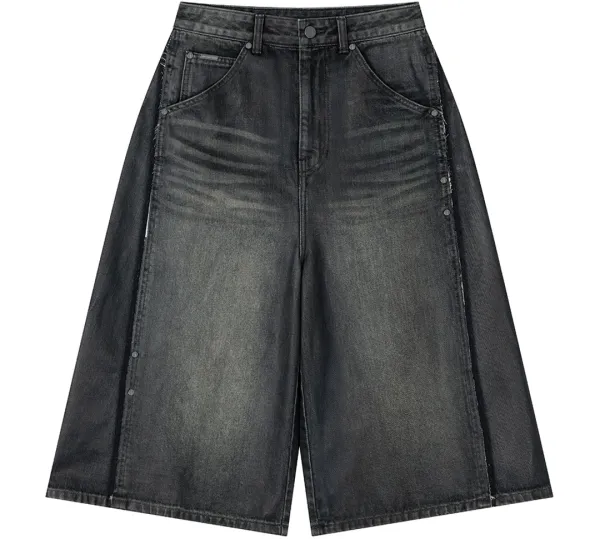 Rivet Coated Denim Bermuda [ Dark Navy ]