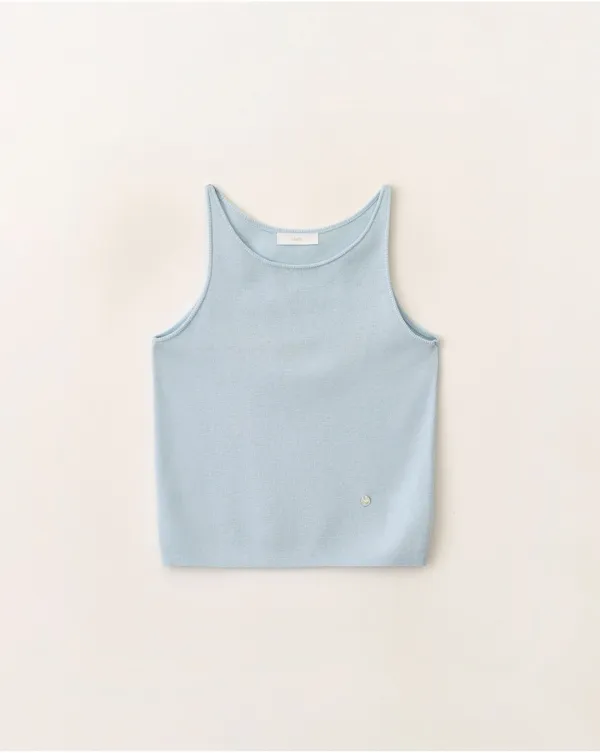 Airy knit sleeveless top_Sky blue