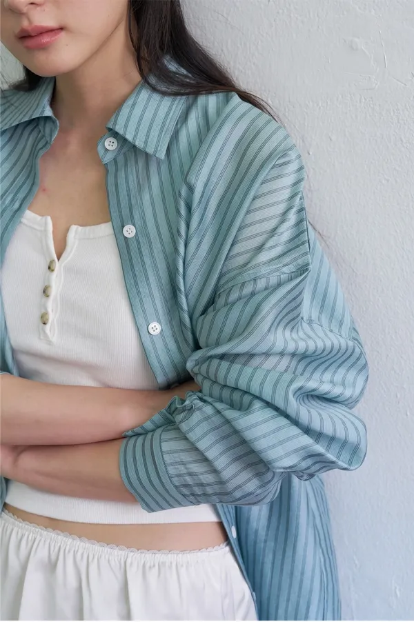 (6/2 예약발송)TENCEL STRIPE SHIRT - MINT