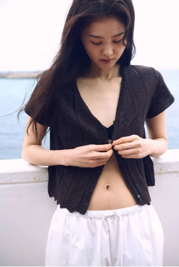 GINGER CROCHET CARDIGAN_BROWN