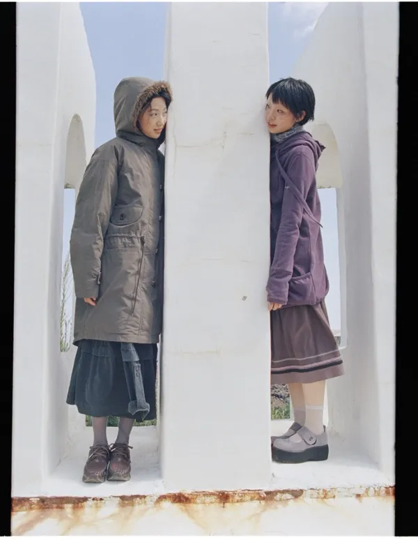 Hooded cotton loose dress (Purple)