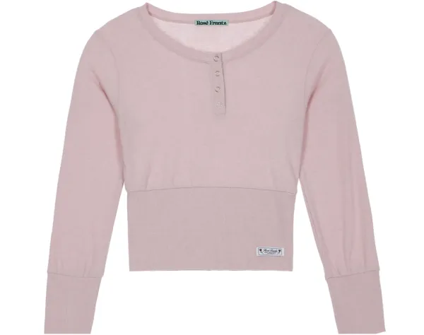Eyelet Henley-neck Long Sleeve [Pink]