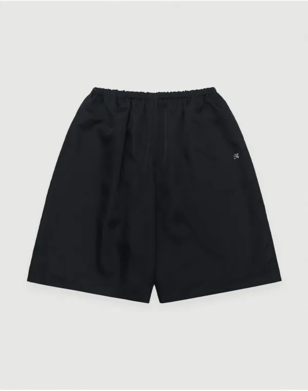 Dew satin half pants - black