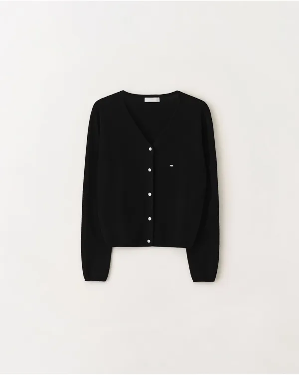 Basic V-neck knit cardigan_Black