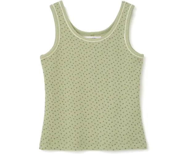 Floral Waffle Sleeveless Top [Avocado]