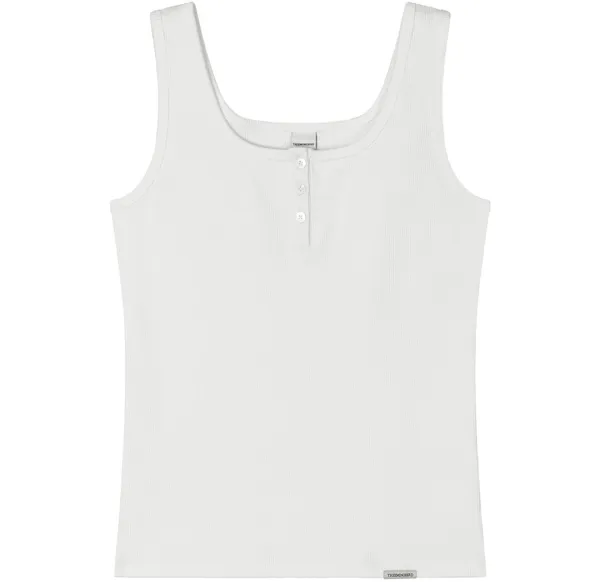 Essential Buttoned Ribbed Tank Top [ White ]