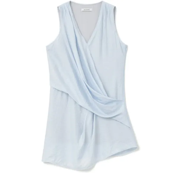 Lace Trimming Draped Dress [Sky Blue]