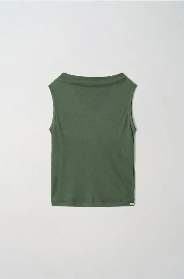 [26 Summer] Soft neck top - Khaki