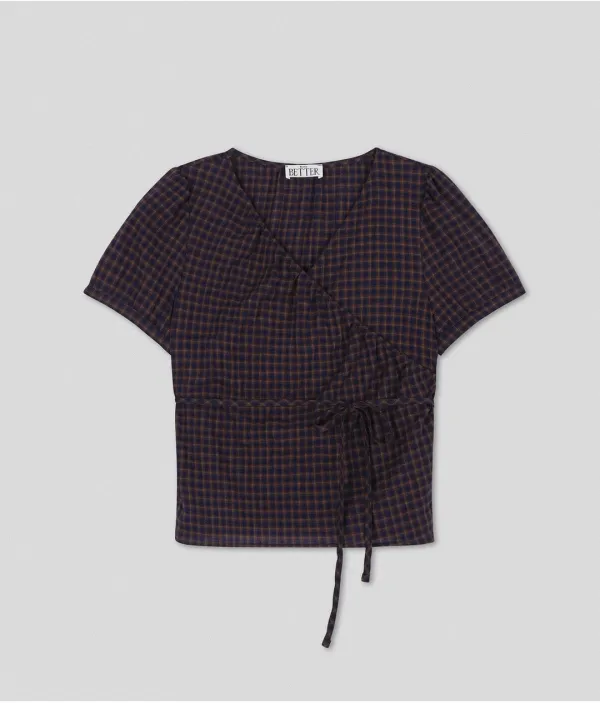 Check string blouse [KNSS08BL08]_Navy
