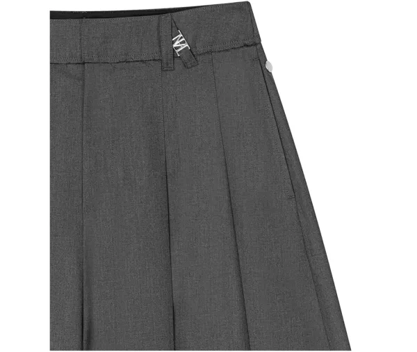 Rivet Detail Pleated Shorts [ Charcoal ]