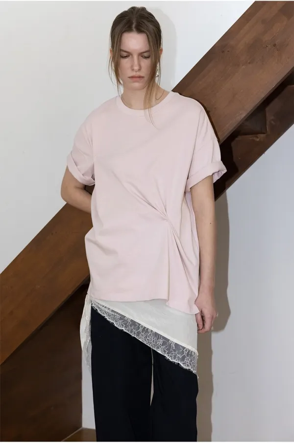 Irregular Tucked Half-Sleeve T-shirt SW6SE606-71
