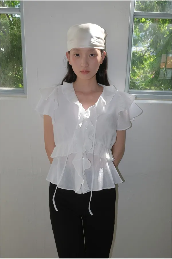 LAYERED RUFFLE BLOUSE - WHITE