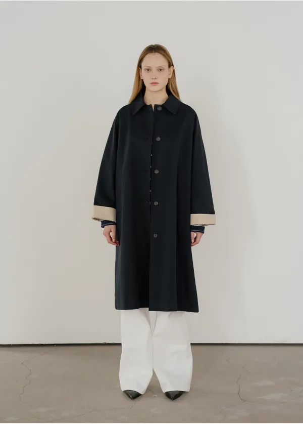 Cotton loose trench coat [KNSS05CT02]_Navy