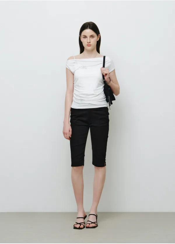 플라워 그래픽 원숄더 티셔츠 화이트 MDTS089WHITE