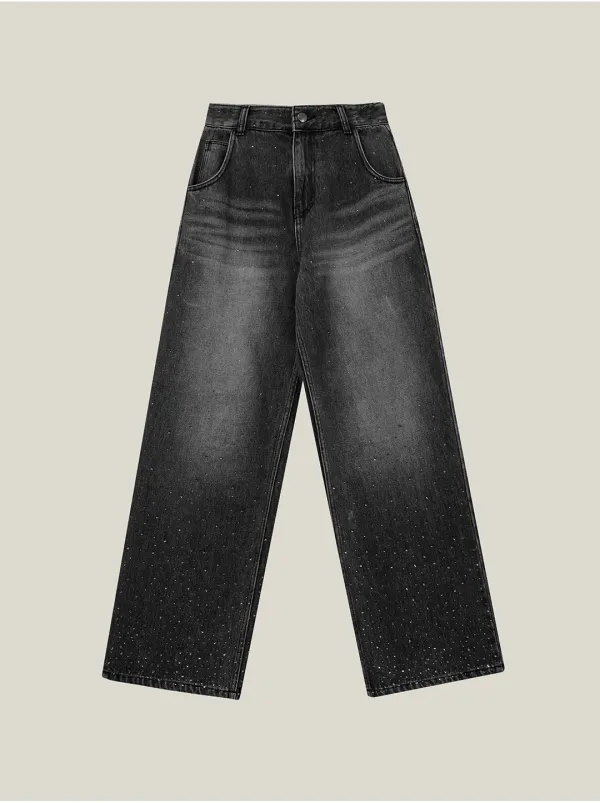 [Exclusive] TWINKLE CRYSTAL SEMI WIDE DENIM PANTS_TT6S401GY