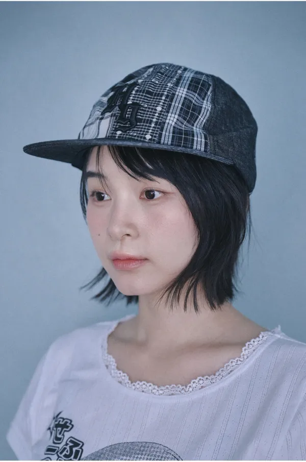 Patchwork denim snapback (Black)