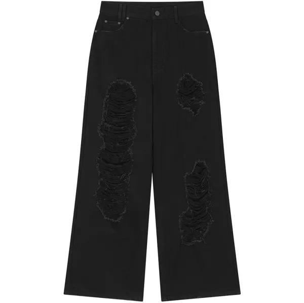 Scratch Damage Cotton Twill Pants [ Black ]
