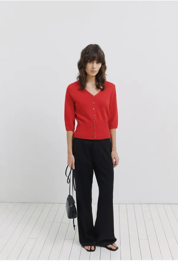Vesto Cotton Cardigan in Red