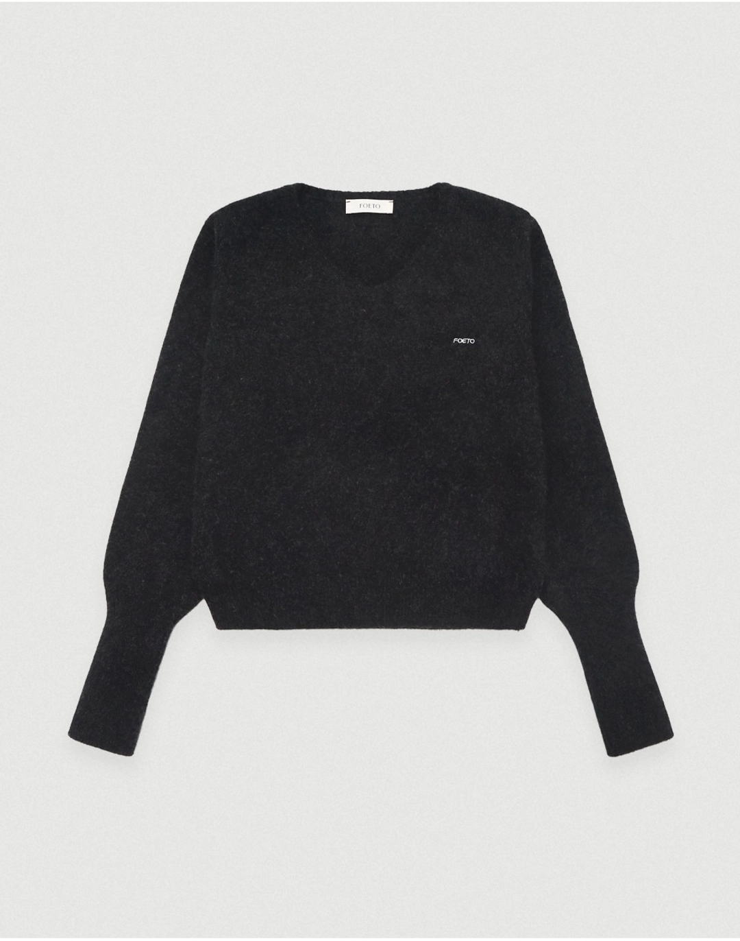 포에토 Raccoon v-neck warmer knit - dark charcoal 상품 이미지 1