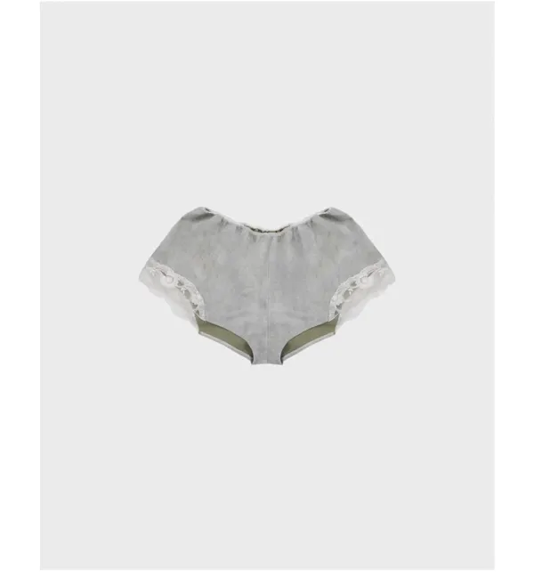 faux leather lace shorts in gray