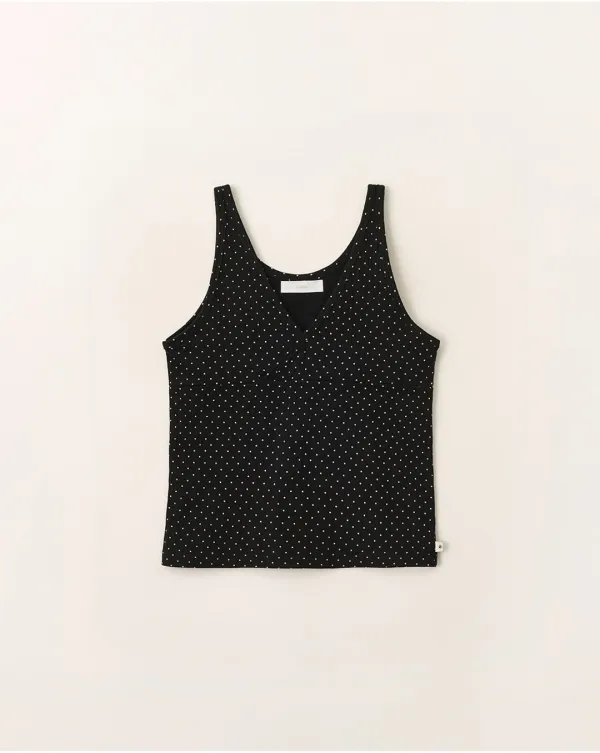 Dot wrap layered sleeveless_Black