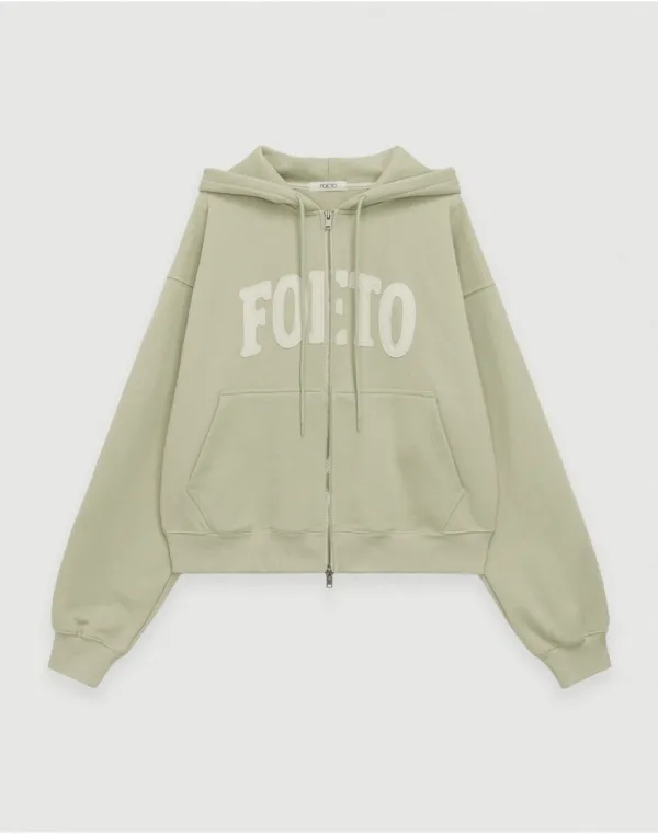 [7th] Magarine patch hoody zip-up - lime