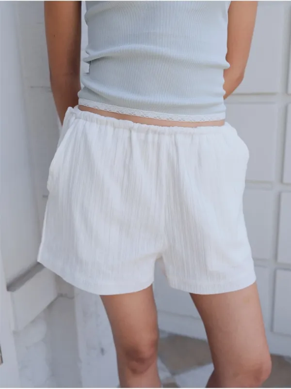 Lace side-string short pants_white