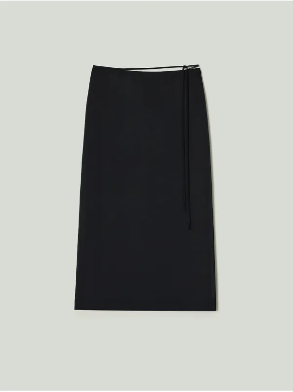 Satin Strap Maxi Skirt Black