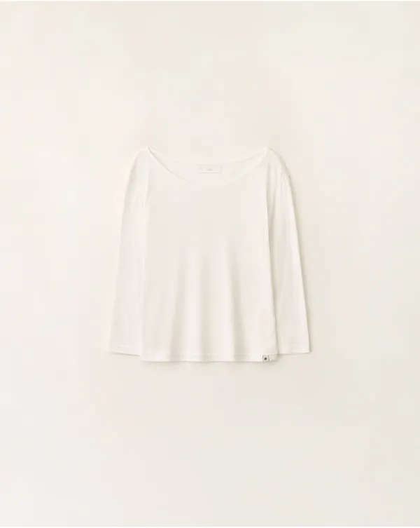 Simple 3/4 sleeve t-shirt_Ivory