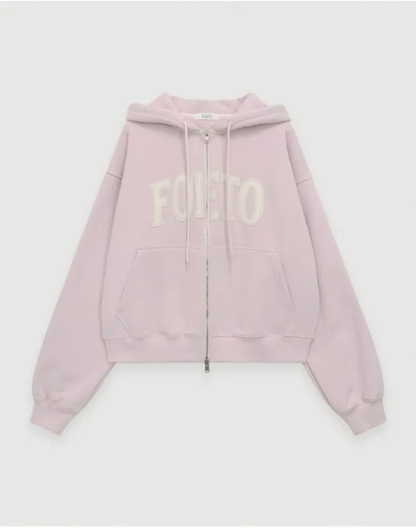 [6th] Magarine patch hoody zip-up - pink