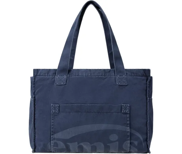 WASHED COTTON SHOULDER BAG-NAVY